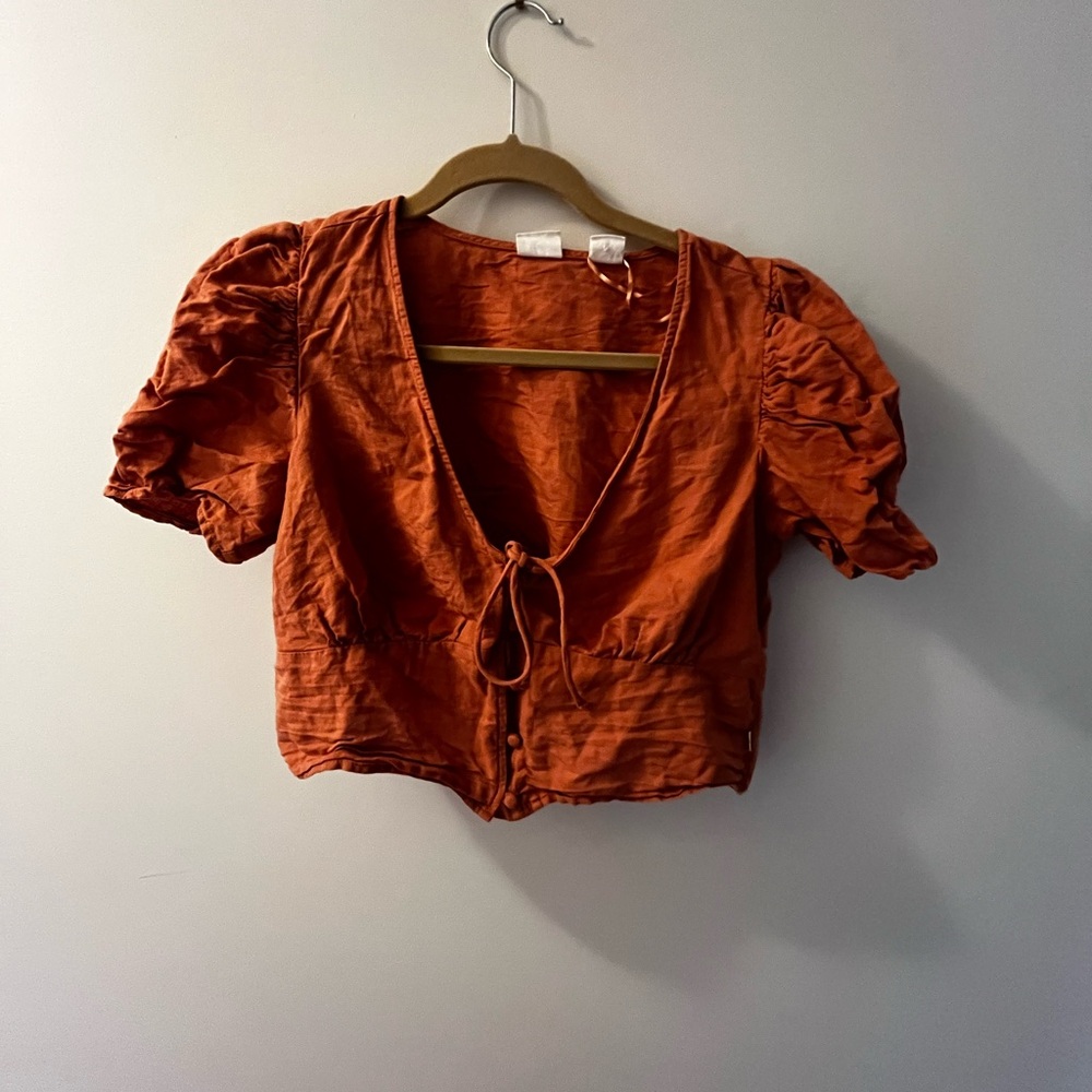 Women's Rust Puff Sleeve Top